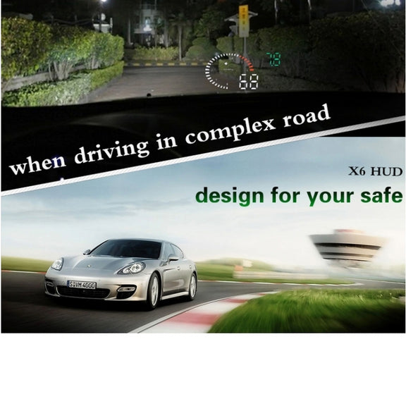 X6 3.5 inch Car OBDII / EUOBD HUD Vehicle-mounted Head Up Display Security System, Support Speed & Water Temperature & Speed Alarm & Fuel Consumption & Battery Voltage, etc.