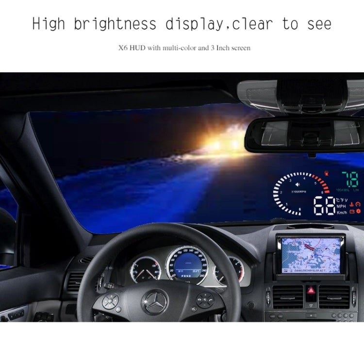X6 3.5 inch Car OBDII / EUOBD HUD Vehicle-mounted Head Up Display Security System, Support Speed & Water Temperature & Speed Alarm & Fuel Consumption & Battery Voltage, etc. - Head Up Display System by PMC TechLife | Online Shopping South Africa | PMC TechLife | Buy Now Pay Later Mobicred