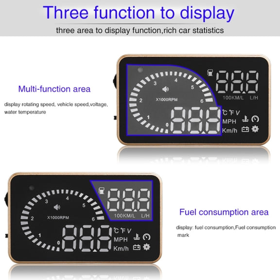 X6 3.5 inch Car OBDII / EUOBD HUD Vehicle-mounted Head Up Display Security System, Support Speed & Water Temperature & Speed Alarm & Fuel Consumption & Battery Voltage, etc.