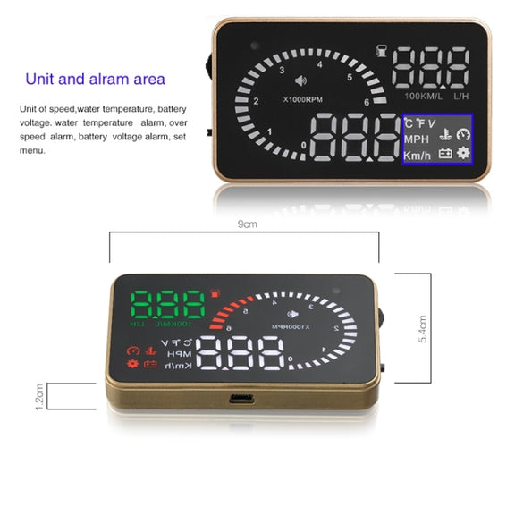 X6 3.5 inch Car OBDII / EUOBD HUD Vehicle-mounted Head Up Display Security System, Support Speed & Water Temperature & Speed Alarm & Fuel Consumption & Battery Voltage, etc.
