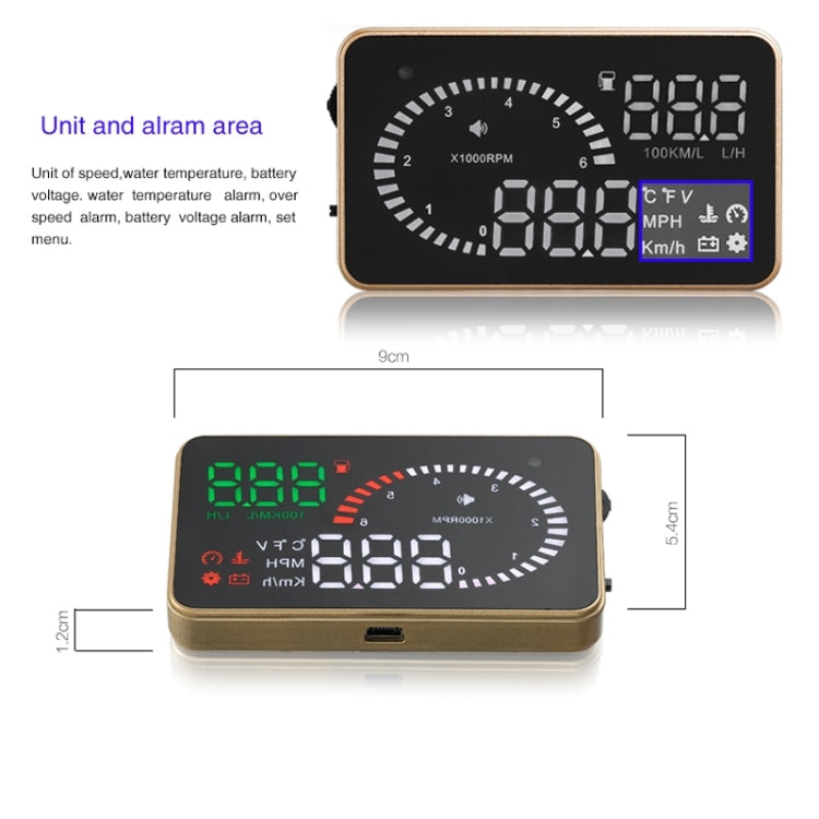X6 3.5 inch Car OBDII / EUOBD HUD Vehicle-mounted Head Up Display Security System, Support Speed & Water Temperature & Speed Alarm & Fuel Consumption & Battery Voltage, etc.