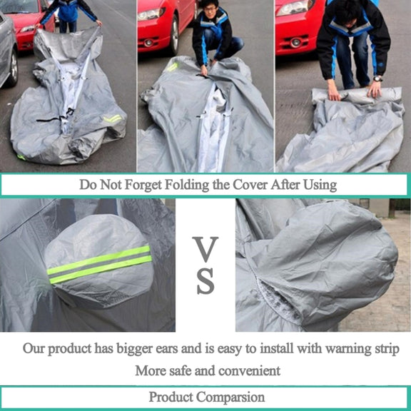 PEVA Anti-Dust Water-resistant Sunproof Sedan Car Cover with Warning Strips, Fits Cars up to 4.7m(183 inch) in Length