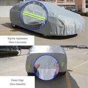 PEVA Anti-Dust Water-resistant Sunproof Hatchback Car Cover with Warning Strips, Fits Cars up to 4.5m(177 inch) in Length