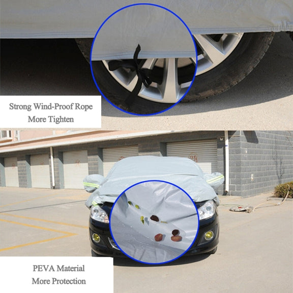 PEVA Anti-Dust Water-resistant Sunproof Hatchback Car Cover with Warning Strips, Fits Cars up to 4.4m(172 inch) in Length