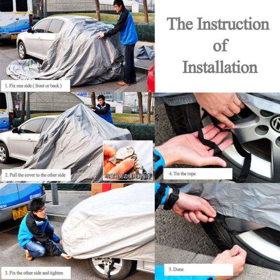 PEVA Anti-Dust Water-resistant Sunproof Hatchback Car Cover with Warning Strips, Fits Cars up to 5.1m(199 inch) in Length