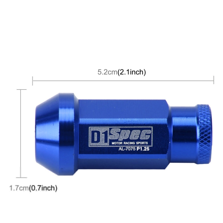 D1 Spec P1.5 M12x1.25 Racing Wheel Nut, Length: 50mm(Blue) - Nuts & Bolts by PMC TechLife | Online Shopping South Africa | PMC TechLife | Buy Now Pay Later Mobicred