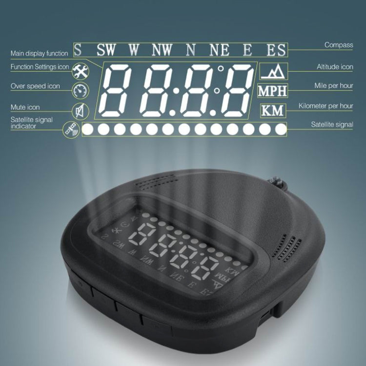 A1 2.0 inch Car GPS HUD Head Up Display Vehicle-mounted Security System, Support Speed & Real Time & Altitude & Over Speed Alarm & Compass & MPH & Auto Sleeping & KM & Satellite Signal - Head Up Display System by PMC TechLife | Online Shopping South Africa | PMC TechLife | Buy Now Pay Later Mobicred