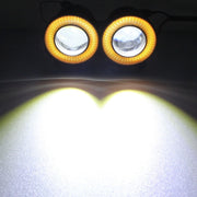 2 PCS 2.5 inch 10W 900LM White + Yellow Light 6500K Water-resistant LED Eagle Eye Light for Vehicles, DC 12V, Cable Length: 20cm(Black)
