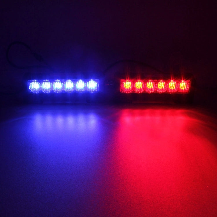 2 PCS  6 inch 6 LED 2 x 18W Car Flash Warning Light Red + Blue Change White Waterproof Emergency Light, DC 12V - Warning Lights by PMC TechLife | Online Shopping South Africa | PMC TechLife | Buy Now Pay Later Mobicred