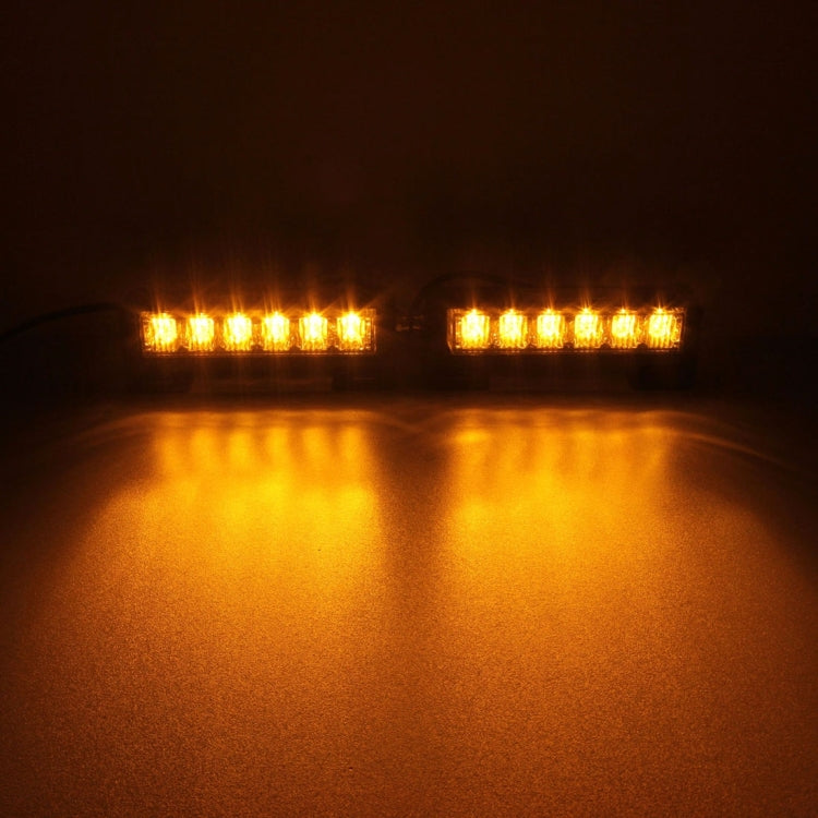 2 PCS  6 inch 6 LED 2 x 18W Car Flash Warning Light Yellow Change White Waterproof Emergency Light, DC 12V - free shipping - PMC TechLife - Order now!