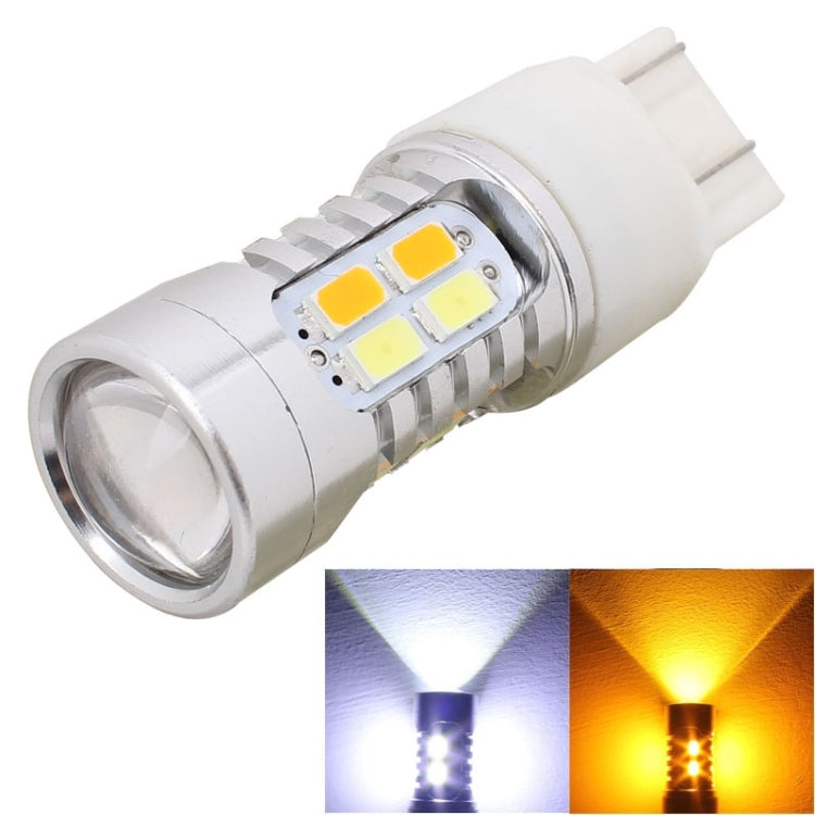 2PCS T20 10W 700LM Yellow + White Light Dual Wires 20-LED SMD 5630 Car Brake Light Lamp Bulb, Constant Current, DC 12-24V - Brake Lights by PMC TechLife | Online Shopping South Africa | PMC TechLife | Buy Now Pay Later Mobicred