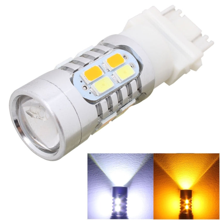 2PCS T25 10W 700LM Yellow + White Light Dual Wires 20-LED SMD 5630 Car Brake Light Lamp Bulb, Constant Current, DC 12-24V - Brake Lights by PMC TechLife | Online Shopping South Africa | PMC TechLife | Buy Now Pay Later Mobicred