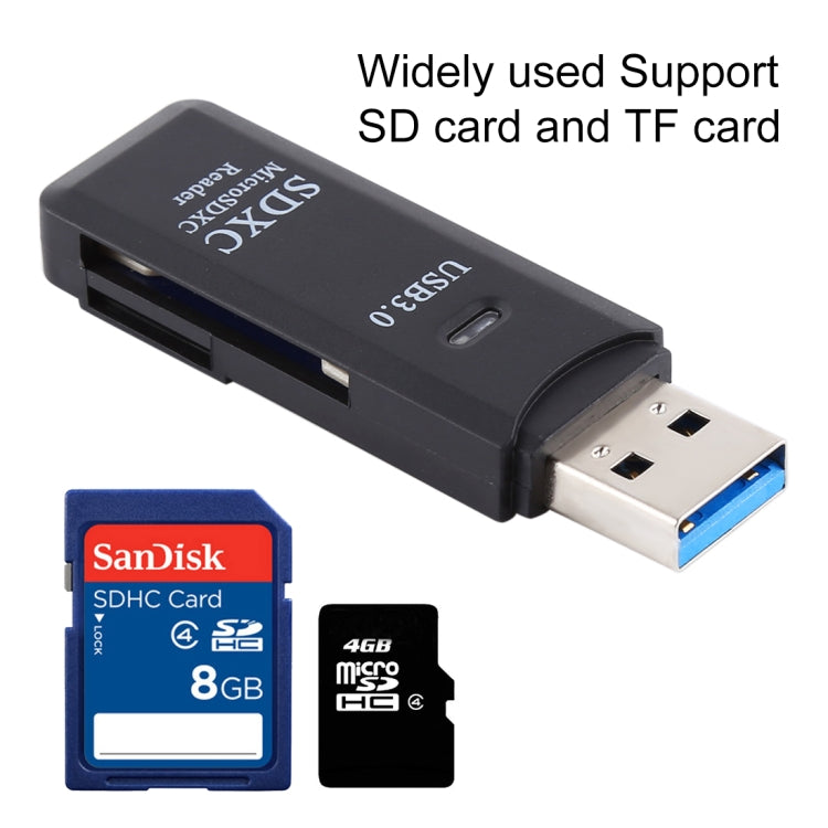 2 in 1 USB 3.0 Card Reader, Super Speed 5Gbps, Support SD Card / TF Card(Black) -  by PMC TechLife | Online Shopping South Africa | PMC TechLife | Buy Now Pay Later Mobicred