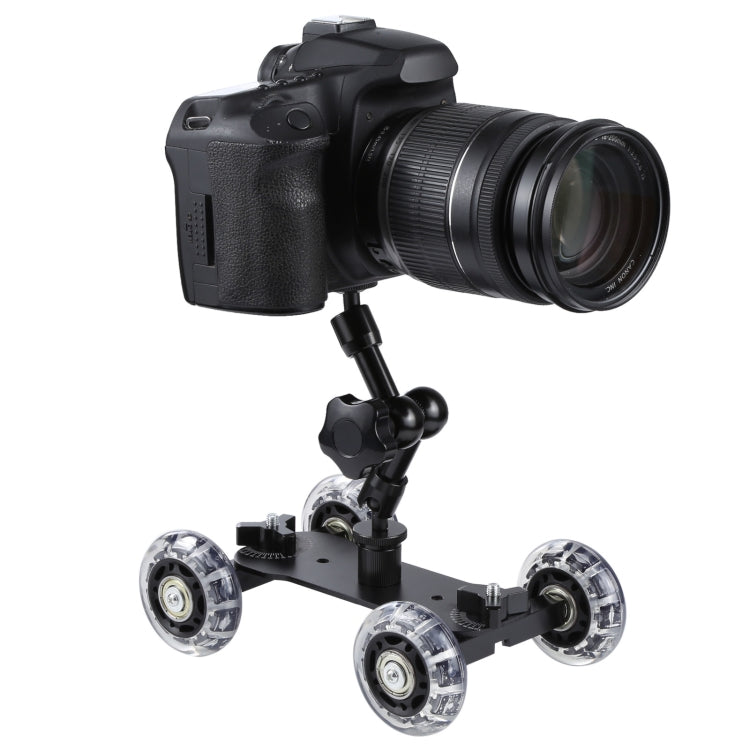 Floor Table Video Slider Track Dolly Car for DSLR Camera(Black)