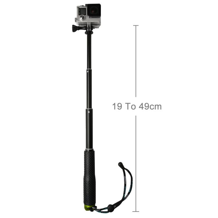 Handheld 49cm Extendable Pole Monopod with Screw for GoPro, Insta360, DJI and Other Action Cameras(Green)