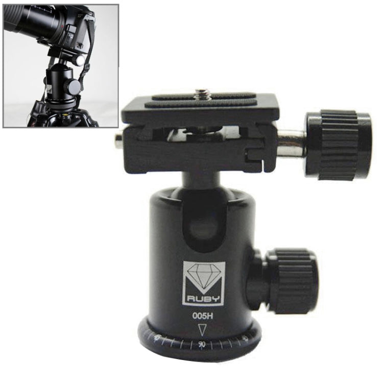 RUBY 005H Aluminium Magnesium Alloy Tripod Ball Head with Quick Release Plate Adapter(Black) - free shipping - PMC Jewellery - Order now!