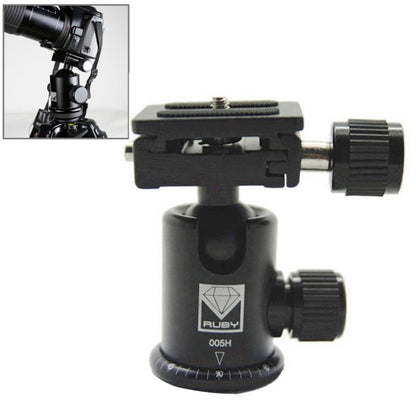 RUBY 005H Aluminium Magnesium Alloy Tripod Ball Head with Quick Release Plate Adapter(Black) - free shipping - PMC Jewellery - Order now!