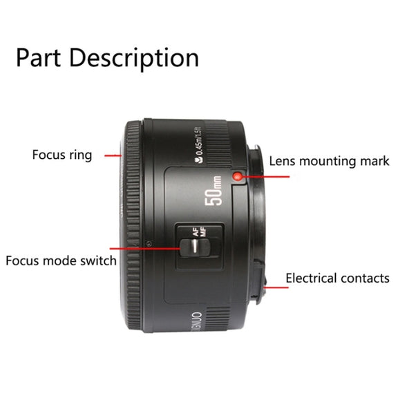 YONGNUO 50mm F1.8 Standard Prime Lens for Canon Camera