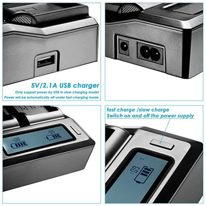 Dual Channel LCD Display Digital Battery Charger with USB Port for Sony BP-U30 / U60 / U90 Battery, Compatible with Sony EX260 / EX280 / FS7 - free shipping - PMC Jewellery - Order now!