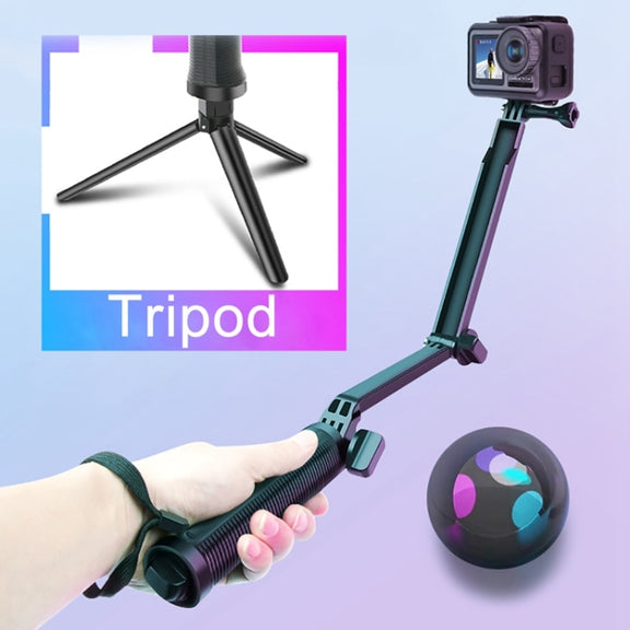 3-Way Monopod + Tripod + Grip Super Portable Magic Mount Selfie Stick for GoPro Hero12 Black / Hero11 /10 /9 /8 /7 /6 /5, Insta360 Ace / Ace Pro, DJI Osmo Action 4 and Other Action Cameras, Length of Extension: 20-62cm