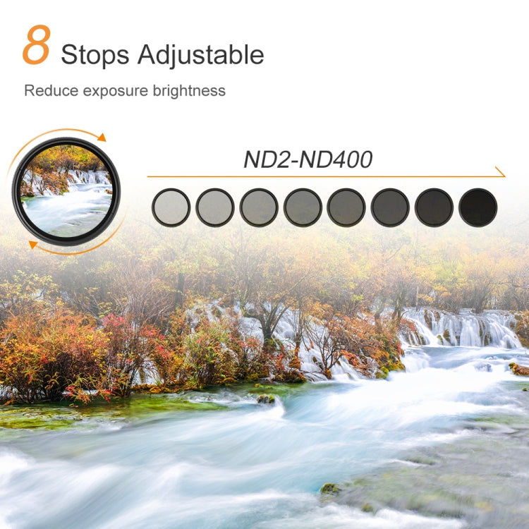 62mm ND Fader Neutral Density Adjustable Variable Filter ND2 to ND400 Filter(Black) - free shipping - PMC Jewellery - Order now!