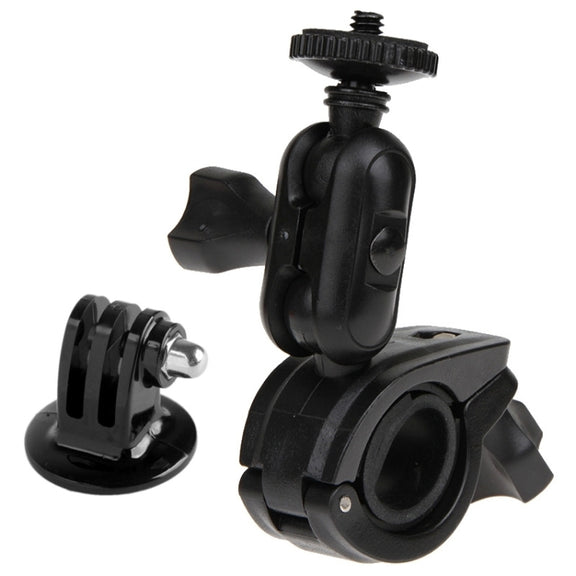 360 Degrees Rotation Bicycle Motorcycle Holder Handlebar Mount with Screw & Tripod Adapter for PULUZ Action Sports Cameras Jaws Flex Clamp Mount for GoPro, Insta360, DJI and Other Action Cameras