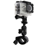 360 Degrees Rotation Bicycle Motorcycle Holder Handlebar Mount with Screw & Tripod Adapter for PULUZ Action Sports Cameras Jaws Flex Clamp Mount for GoPro, Insta360, DJI and Other Action Cameras