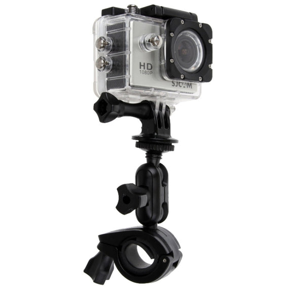 360 Degrees Rotation Bicycle Motorcycle Holder Handlebar Mount with Screw & Tripod Adapter for PULUZ Action Sports Cameras Jaws Flex Clamp Mount for GoPro, Insta360, DJI and Other Action Cameras