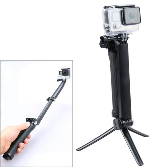 3-Way Multi Function Extendable Monopod Tripod Folding Rotating Arm Camera Handle for GoPro, Insta360, DJI and Other Action Cameras - Extendable Pole by PMC Jewellery | Online Shopping South Africa | PMC Jewellery | Buy Now Pay Later Mobicred