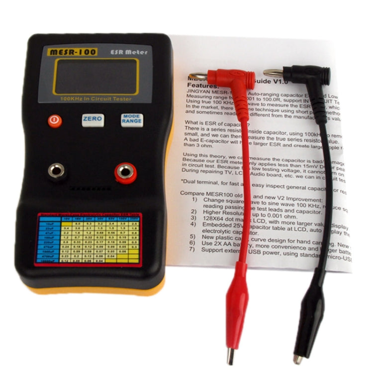 MESR-100 AutoRanging In Circuit ESR Capacitor /Low Ohm Meter Up to 0.01 to 100R(Orange) - free shipping - PMC Jewellery - Order now!