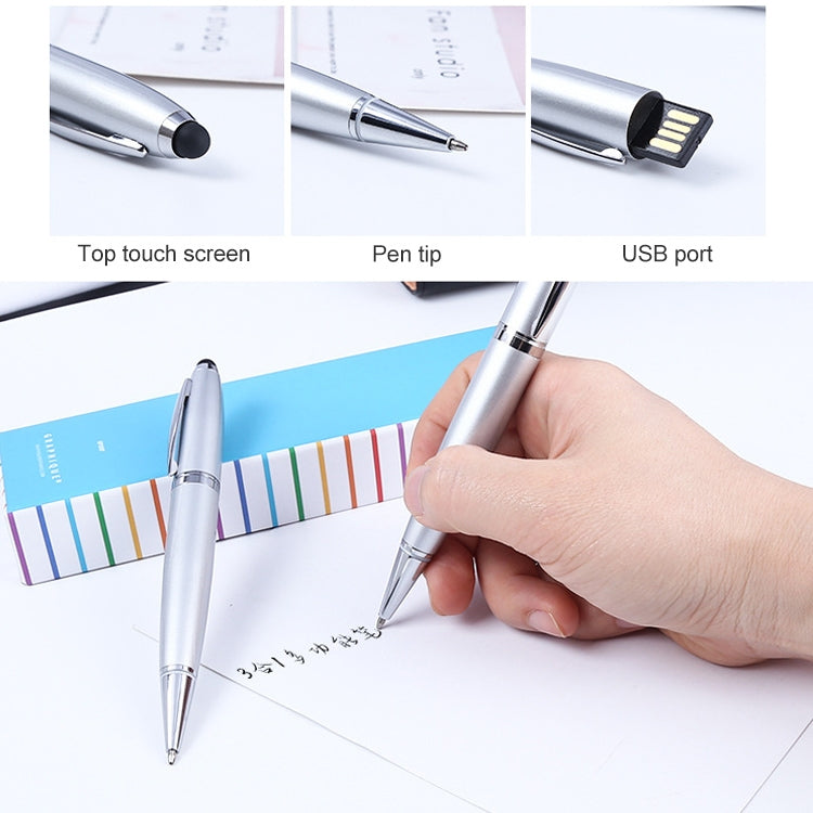 2 in 1 Pen Style USB Flash Disk, Silver (32GB)(Silver)