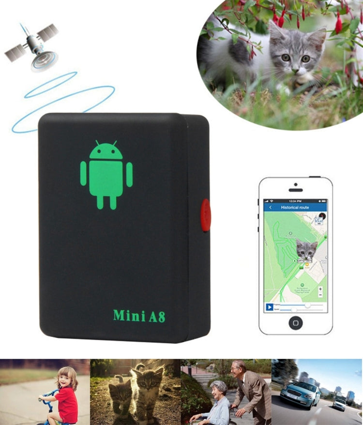 TRACKER Mini A8 Real Time 4 Bands Global Locator GSM/GPRS Tracker Tracking Device for Personal(Black) - Personal Tracker by PMC Jewellery | Online Shopping South Africa | PMC Jewellery | Buy Now Pay Later Mobicred