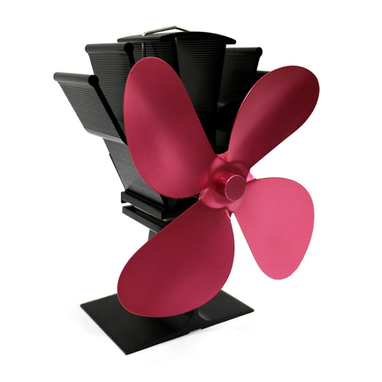 YL603 Eco-friendly Aluminum Alloy Heat Powered Stove Fan with 4 Blades for Wood / Gas / Pellet Stoves (Rose Red)