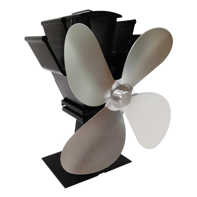 YL603 Eco-friendly Aluminum Alloy Heat Powered Stove Fan with 4 Blades for Wood / Gas / Pellet Stoves (Silver) - free shipping - PMC Jewellery - Order now!