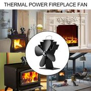 YL603 Eco-friendly Aluminum Alloy Heat Powered Stove Fan with 4 Blades for Wood / Gas / Pellet Stoves (Silver)