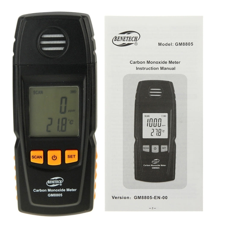 BENETECH GM8805 LCD Display Handheld Carbon Monoxide CO Monitor Detector Meter Tester, Measure Range: 0-1000ppm(Black) - Gas Monitor by BENETECH | Online Shopping South Africa | PMC TechLife | Buy Now Pay Later Mobicred