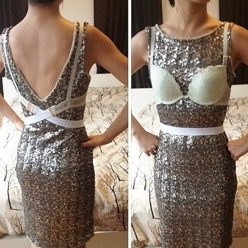 Adjustable Low Back Bra Strap Converter Backless V Conversion Solution(Khaki)