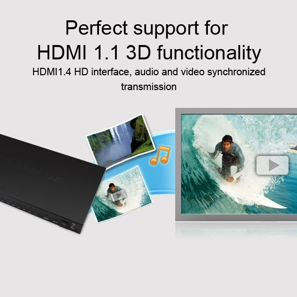 Mini HD 1080P 1x4 HDMI V1.4 Splitter for HDTV / STB/ DVD / Projector / DVR - free shipping - PMC Jewellery - Order now!