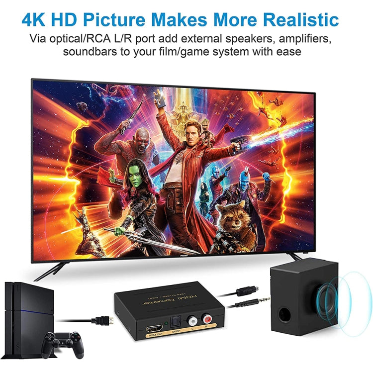 HDMI to HDMI + Audio (SPDIF + R/L) Converter (EU Plug)(Black) - Converter by PMC Jewellery | Online Shopping South Africa | PMC Jewellery | Buy Now Pay Later Mobicred