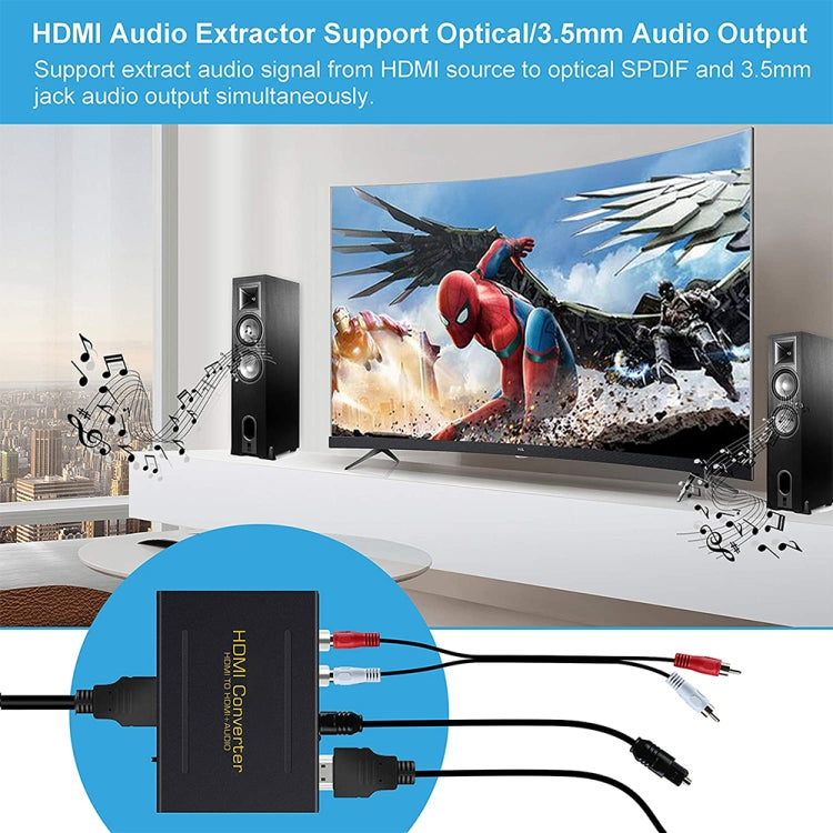 HDMI to HDMI + Audio (SPDIF + R/L) Converter (EU Plug)(Black) - Converter by PMC Jewellery | Online Shopping South Africa | PMC Jewellery | Buy Now Pay Later Mobicred
