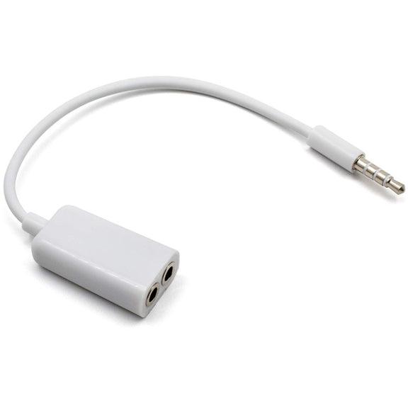 Aux Audio Cable 3.5mm to 2 x Female Splitter Adapter, Compatible with Phones, Tablets, Headphones, MP3 Player, Car/Home Stereo & More(White)