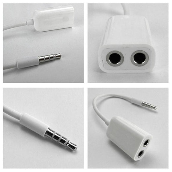 Aux Audio Cable 3.5mm to 2 x Female Splitter Adapter, Compatible with Phones, Tablets, Headphones, MP3 Player, Car/Home Stereo & More(White)