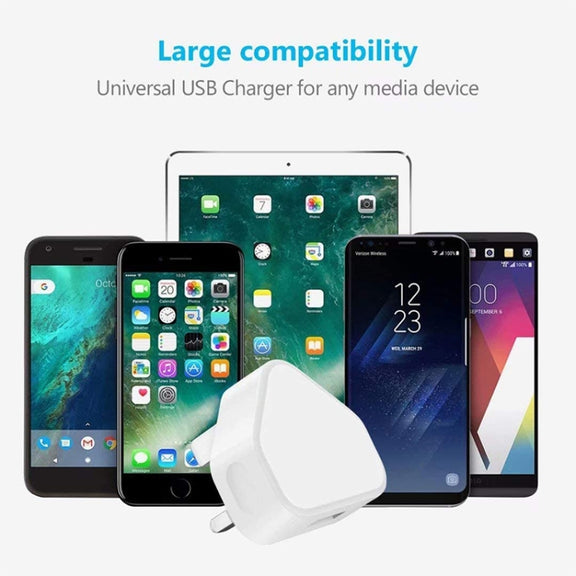 5V / 1A (UK Plug) USB Charger Adapter For  iPhone, Galaxy, Huawei, Xiaomi, LG, HTC and Other Smart Phones, Rechargeable Devices(White)