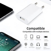5V / 1A EU Socket USB Charger Adapter For  iPhone, Galaxy, Huawei, Xiaomi, LG, HTC and Other Smart Phones, Rechargeable Devices(White)
