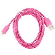 1m Nylon Netting USB Data Transfer Charging Cable For iPhone, iPad, Compatible with up to iOS 15.5(Magenta)
