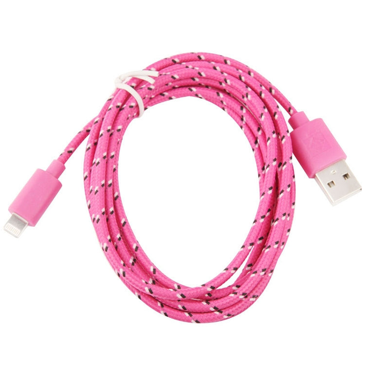 1m Nylon Netting USB Data Transfer Charging Cable For iPhone, iPad, Compatible with up to iOS 15.5(Magenta)