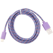 1m Nylon Netting USB Data Transfer Charging Cable For iPhone, iPad, Compatible with up to iOS 15.5(Purple)