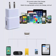 Charger Sync Cable + US Plug Travel Charger for iPad, iPhone, Galaxy, Huawei, Xiaomi, LG, HTC and Other Smart Phones, Rechargeable Devices(White)