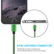 2A Woven Style USB to 8 Pin Sync Data / Charging Cable, Cable Length: 1m(Green)