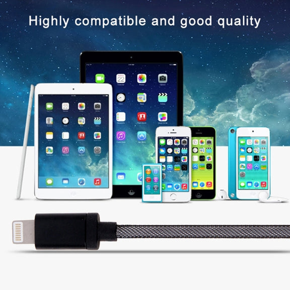 Net Style Metal Head 8 Pin to USB Data / Charger Cable, Cable Length: 1m(White)